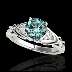1.10 ctw SI Fancy Blue Diamond Solitaire Ring 10K White Gold - REF-121Y4X - SKU:35205