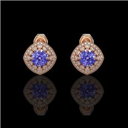 5.09 ctw Tanzanite & Diamond Earrings 14K Rose Gold - REF-152W5H - SKU:44130