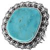 Image 1 : Kingman Turquoise Sterling Silver Navajo Ring
