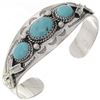 Image 1 : Navajo Sterling Silver Three Stone Turquoise Cuff