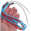 Image 3 : Turquoise Coral Silver Navajo Beaded Five Strand