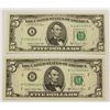 Image 1 : TWO 1981-A $5.00 FEDERAL RESERVE NOTES: