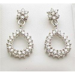 14kt white gold diamond dangle earrings