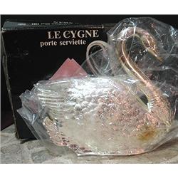 Silver plate Swan napkin holder with or