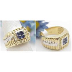 Gents diamond and sapphire ring in 14k 