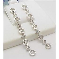 18k white gold diamond dangle earrings 