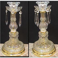 Pair of crystal candelabras standing 13