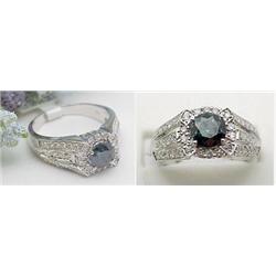 Ladys 18kt white gold ring with enhanc