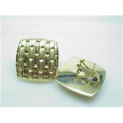 14kt yellow gold square earrings with o