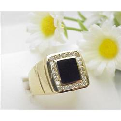 Mans black onyx and diamond ring .67Ct