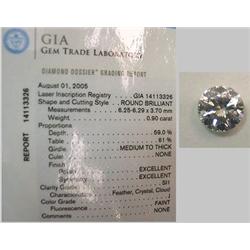 Loose Round brilliant cut diamond .90Ct