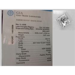 Loose Princess cut diamond .87Ct Clarit