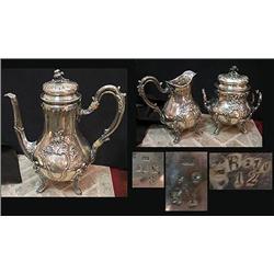 Beautiful ornate 52oz sterling tea set 