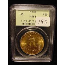 1928 $20.00 Saint Gaudens Gold Coin  PC