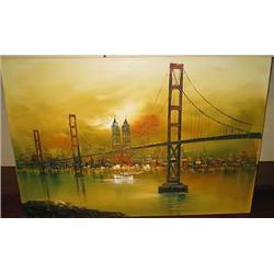 Twin Towers oil painting measuring 35 1