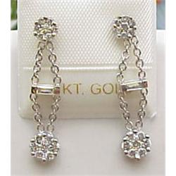 Diamond dangle earrings .64Ctw 14kt whi