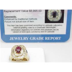Ladys ring - one oval ruby 2.02Ct and 