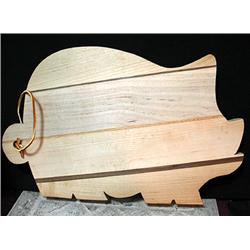 Exotic wood cutting board, pig shaped. 