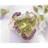 Image 1 : Ring lime quartz and amethyst 14kt yell