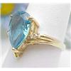 Image 1 : Ring blue topaz pear shaped 14kt yellow