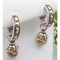 Earrings citrine drop sterling and 18kt