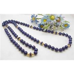 Necklace Lapis and gold beads 14kt 32