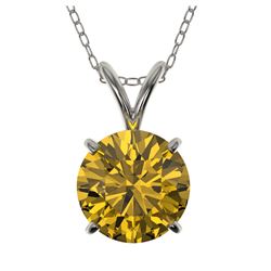 1.53 ctw Intense Yellow Diamond Necklace 10K White Gold - REF-285V2Y - SKU:36806