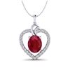 Image 1 : 4 ctw Ruby & VS/SI Diamond Heart Necklace 14K White Gold - REF-81W8H - SKU:20494