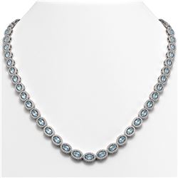 20.71 ctw Aquamarine & Diamond Halo Necklace 10K White Gold - REF-504Y9X - SKU:40322