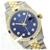 Image 1 : Rolex Men's Two Tone 14K Gold/SS, QuickSet, Diam Dial & Diam/Sapphire Bezel - REF-557T4K