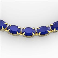 40 ctw Sapphire Eternity Tennis Necklace 14K Yellow Gold - REF-218X2R - SKU:23376