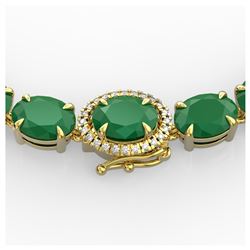 54.25 ctw Emerald & VS/SI Diamond Necklace 14K Yellow Gold - REF-418F2N - SKU:40265