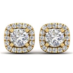 1.08 ctw VS/SI Diamond Stud Halo Earrings 18K Yellow Gold - REF-197V3Y - SKU:32680