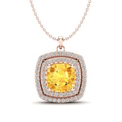 1.77 ctw Citrine & VS/SI Diamond Necklace 14K Rose Gold - REF-50W2H - SKU:20451