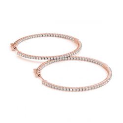 1 ctw Diamond VS/SI 24 mm Hoop Earrings 14K Rose Gold - REF-75X3R - SKU:28997