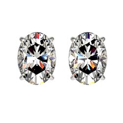 2 ctw VS/SI Oval Diamond Stud Earrings 10K White Gold - REF-585N2A - SKU:33091