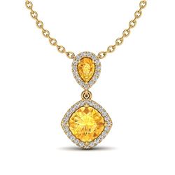 2.63 ctw Citrine & VS/SI Diamond Necklace Designer 10K Yellow Gold - REF-47N3A - SKU:20543