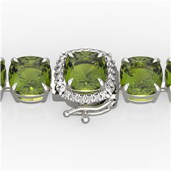 40 ctw Green Tourmaline & VS/SI Diamond Bracelet 14K White Gold - REF-404A4V - SKU:23312