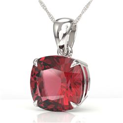 6 ctw Cushion Cut Pink Tourmaline Necklace 18K White Gold - REF-89H3M - SKU:21996