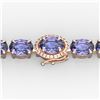 Image 1 : 32 ctw Tanzanite & Diamond Eternity Bracelet 14K Rose Gold - REF-328W9H - SKU:23441