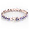 Image 3 : 32 ctw Tanzanite & Diamond Eternity Bracelet 14K Rose Gold - REF-328W9H - SKU:23441