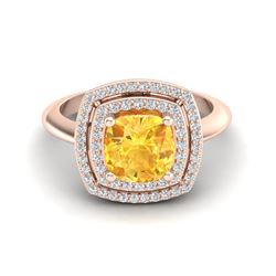 1.77 ctw Citrine & VS/SI Diamond Ring 14K Rose Gold - REF-54F5N - SKU:20756