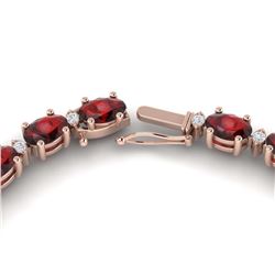 33 ctw Garnet & VS/SI Diamond Eternity Necklace 10K Rose Gold - REF-149M3F - SKU:21594