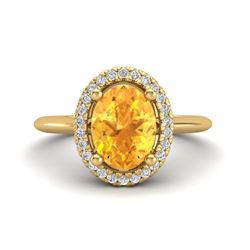 1.75 ctw Citrine & VS/SI Diamond Ring Halo 18K Yellow Gold - REF-43X6R - SKU:21008
