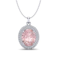4.50 ctw Morganite & VS/SI Diamond Necklace 18K White Gold - REF-157Y6X - SKU:20568