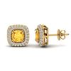 Image 2 : 2.16 ctw Citrine & VS/SI Diamond Earrings Halo 18K Yellow Gold - REF-103N6A - SKU:20340