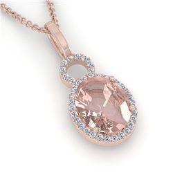 3.50 ctw Morganite & VS/SI Diamond Necklace 14K Rose Gold - REF-78W2H - SKU:22765