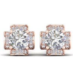 1.85 ctw VS/SI Diamond Art Deco Stud Earrings 18K Rose Gold - REF-223H8M - SKU:32535