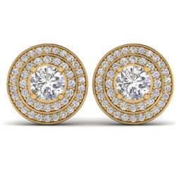 1.45 ctw I-SI Diamond Art Deco Halo Stud Earrings 18K Yellow Gold - REF-137K8W - SKU:32626