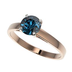 1 ctw Intense Blue Diamond Ring 10K Rose Gold - REF-127K5W - SKU:32988